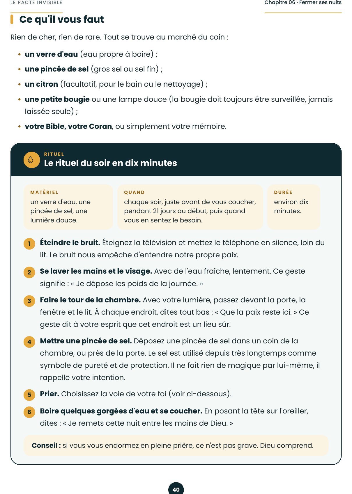Rituel du soir en dix minutes